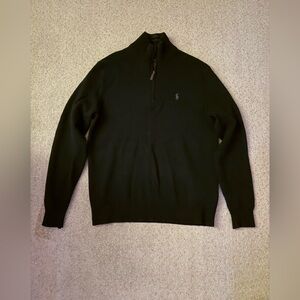 Polo Ralph Lauren Men's Black Merino Wool Quarterzip